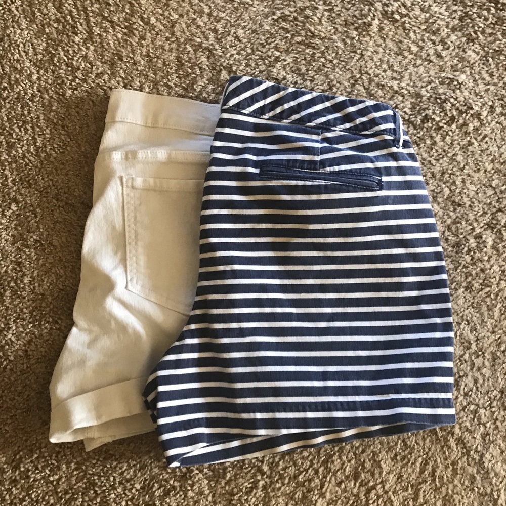 Old navy shorts, blue/white striped, one white.